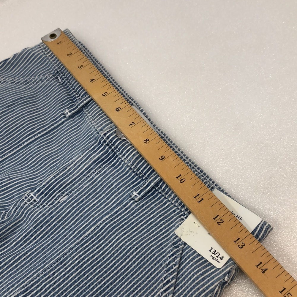 Abercrombie Kids Shorts Mid Rise Midi 13/14 Regular Blue & White Stripe Denim - Picture 11 of 15